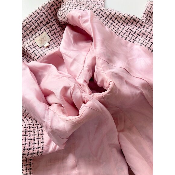 Vintage 2000's CLEO Pink Black Boucle Tweed Cropped Shell Jacket, Size 10P - Picture 13 of 16